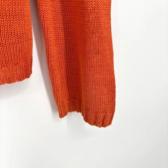 Max Mara Weekend 100% Cotton Orange Zip Cardigan Sz XL Made in Italy - Picture 9 of 12